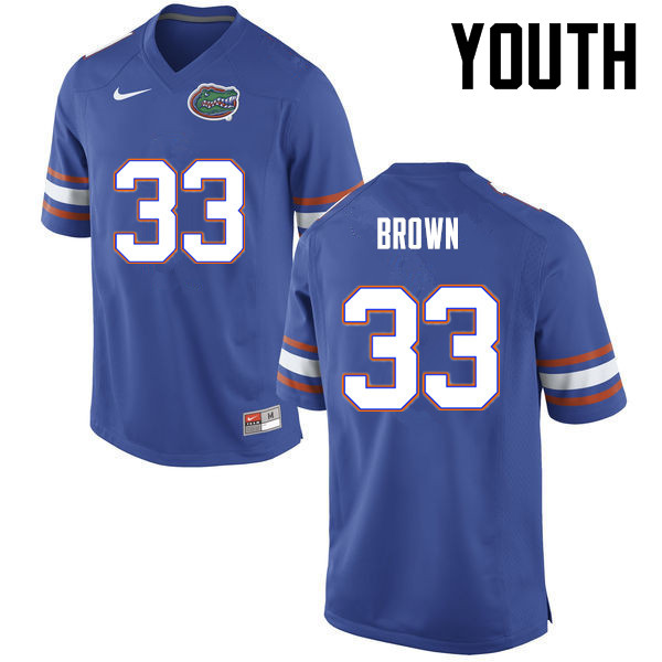 Youth Florida Gators #33 Mack Brown College Football Jerseys-Blue